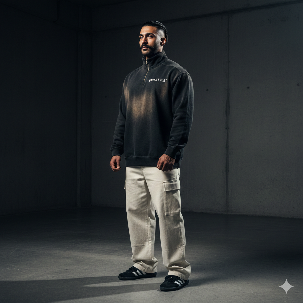 Q-05 // "OBSIDIAN" 465-GSM QUARTER-ZIP